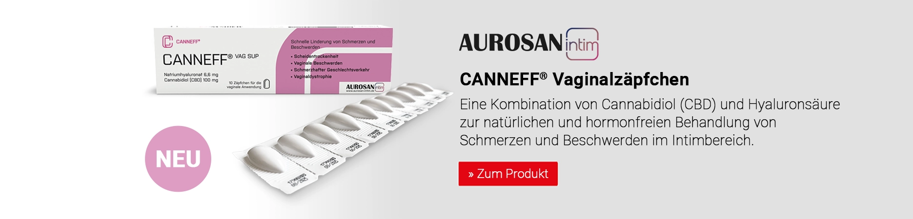 CANNEFF VAG SUP Vaginalzäpfchen mit Cannabidiol (CBD) und Hyaluronsäure